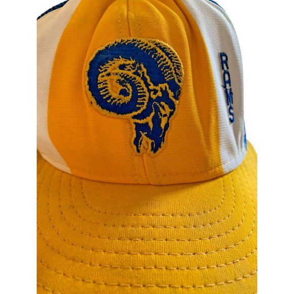 Vtg Hat Los Angeles Rams Baseball Trucker Mesh Snapback Cap NFL AJD Lucky Stripe - Picture 3 of 11